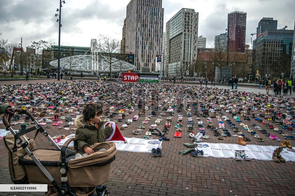 Display of 8000 Shoes In Rotterdam