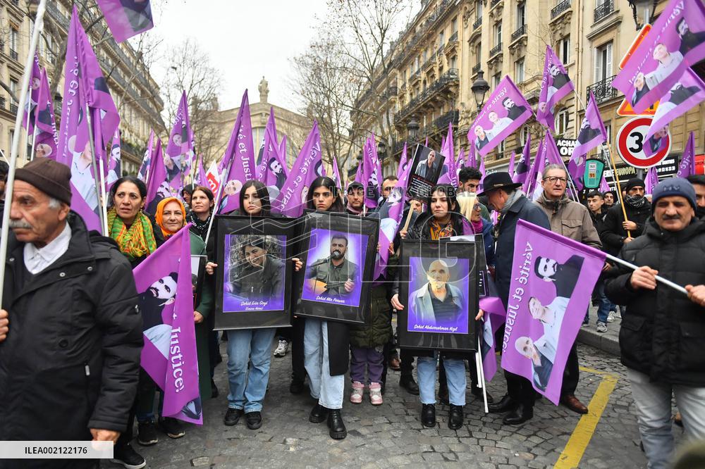 Rally In Tribute To The Three Kurdish Victims Killed A Year Ago - Paris
