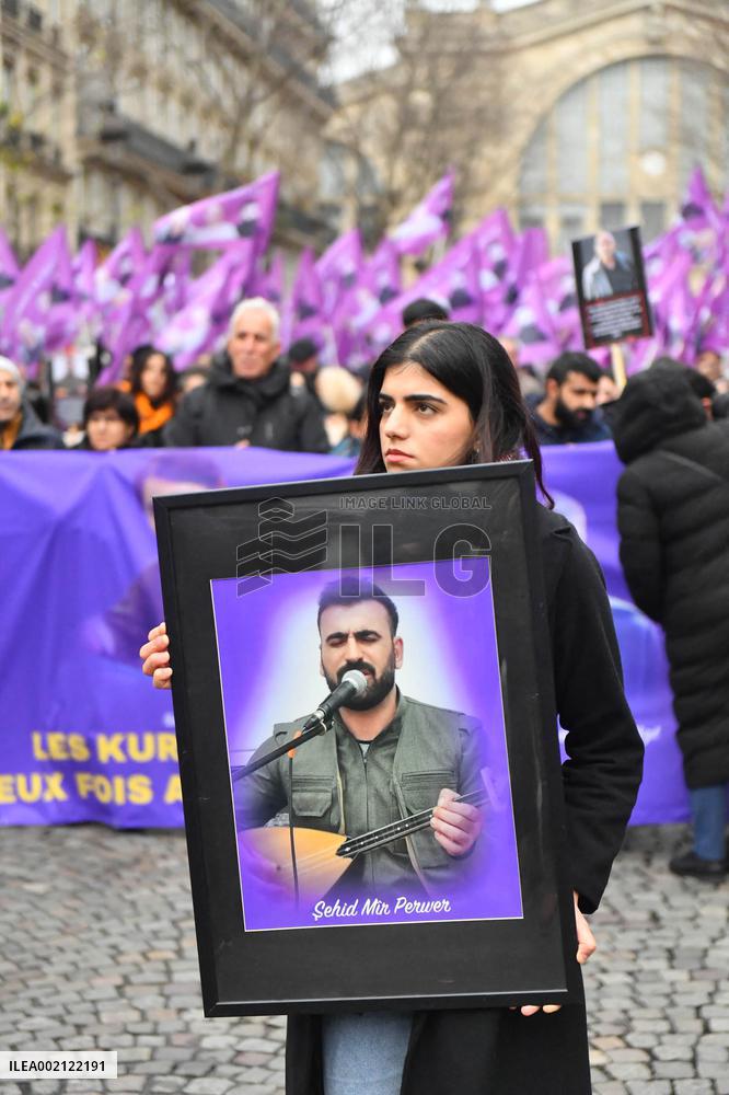 Rally In Tribute To The Three Kurdish Victims Killed A Year Ago - Paris