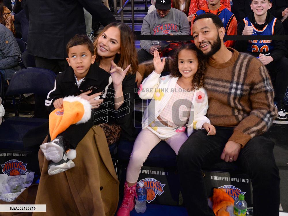 Celebs At New York Knicks Vs Milwaukee Bucks Games - NYC