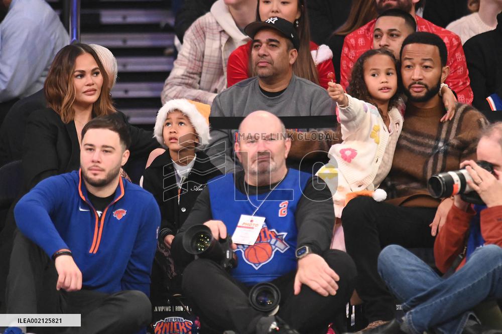 Celebs At New York Knicks Vs Milwaukee Bucks Games - NYC