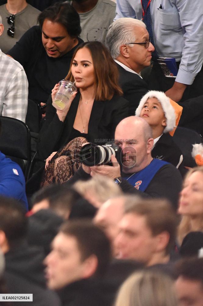 Celebs At New York Knicks Vs Milwaukee Bucks Games - NYC