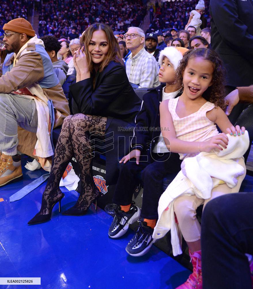 Celebs At New York Knicks Vs Milwaukee Bucks Games - NYC