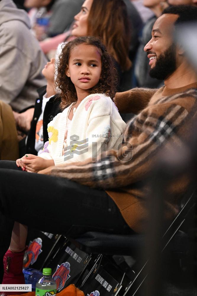 Celebs At New York Knicks Vs Milwaukee Bucks Games - NYC