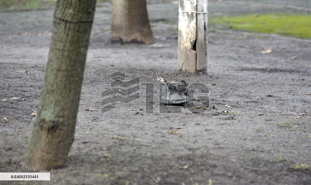 Russian missile fragments hit unfinished building in Kyiv