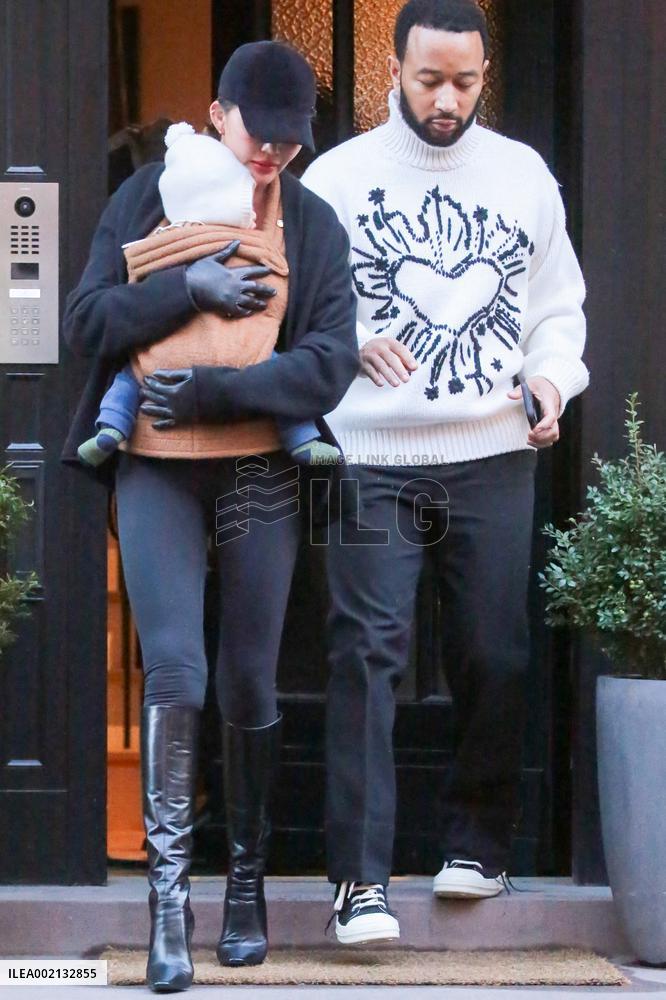 Chrissy Teigen And John Legend With Kids Out In NYC