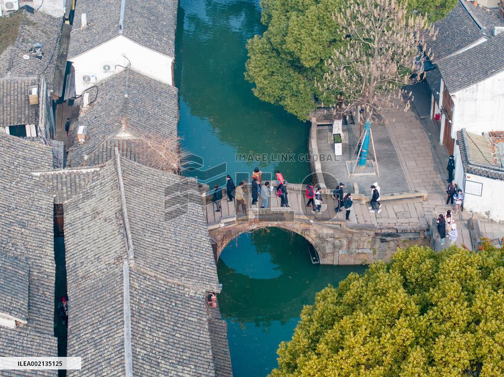 Tourists Visit Zhouzhuang Ancient Town in Suzhou