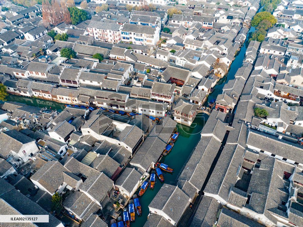 Tourists Visit Zhouzhuang Ancient Town in Suzhou