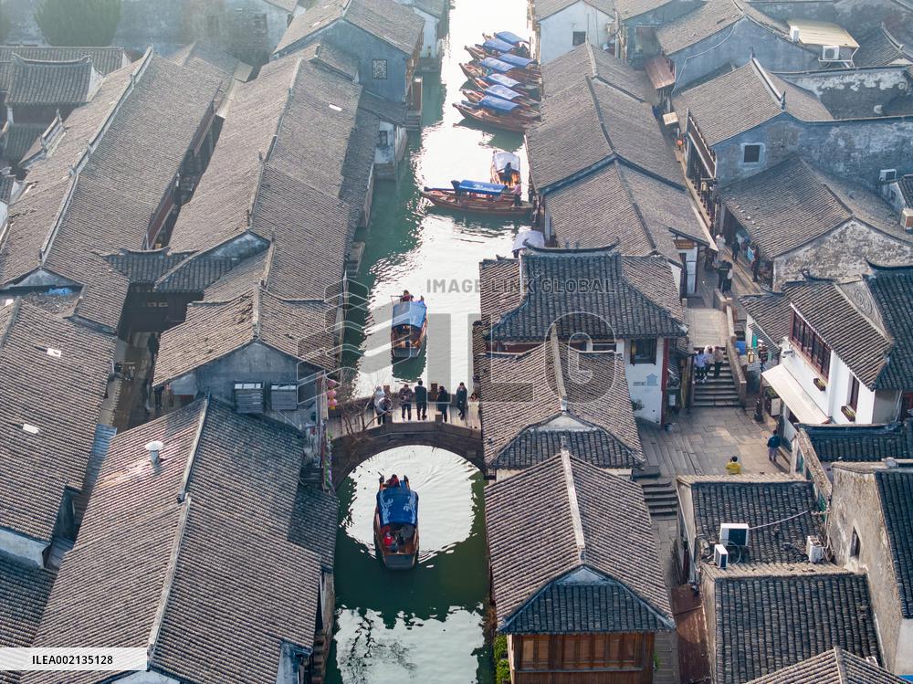 Tourists Visit Zhouzhuang Ancient Town in Suzhou