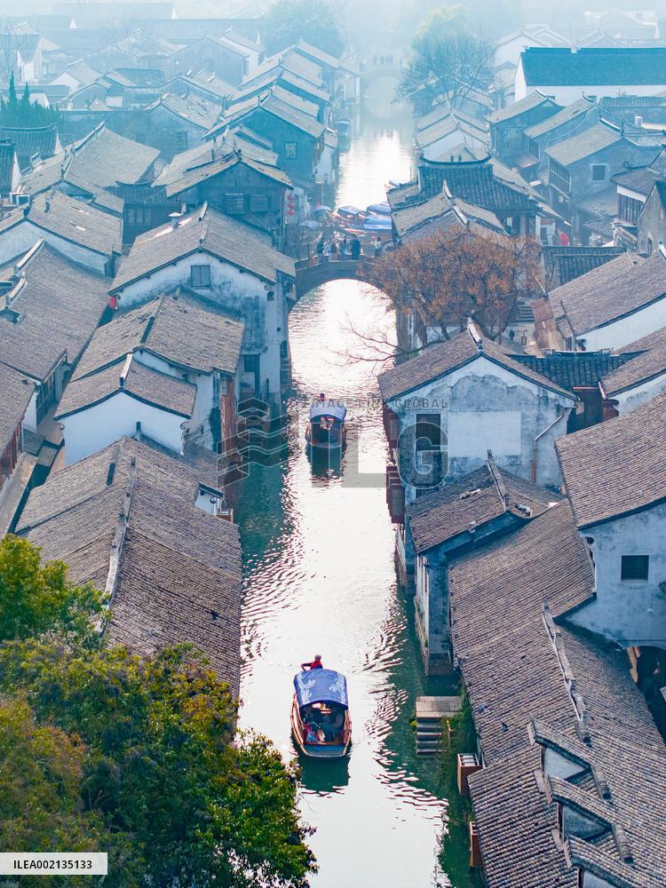 Tourists Visit Zhouzhuang Ancient Town in Suzhou
