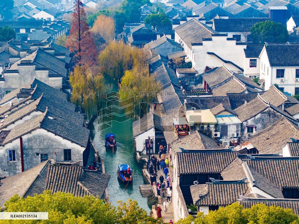 Tourists Visit Zhouzhuang Ancient Town in Suzhou