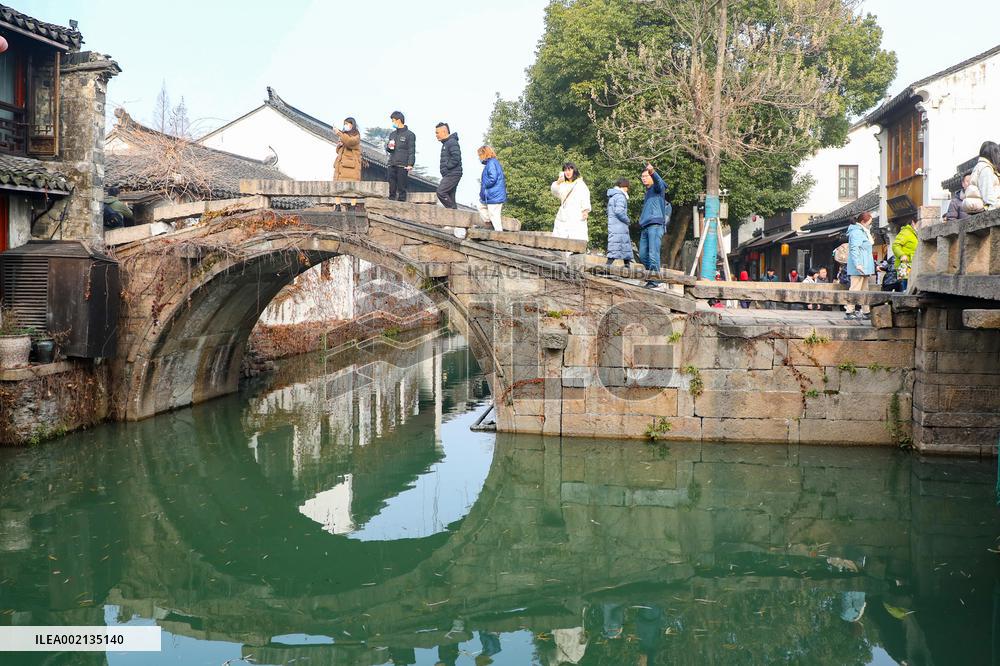 Tourists Visit Zhouzhuang Ancient Town in Suzhou
