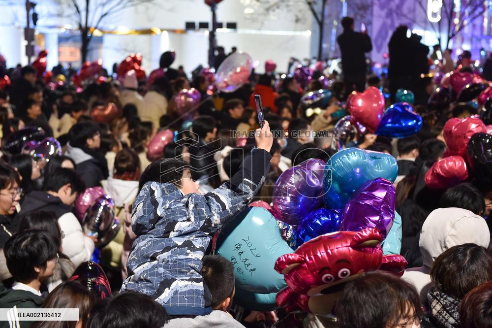 People Gather To Welcome The New Year in Nanjing