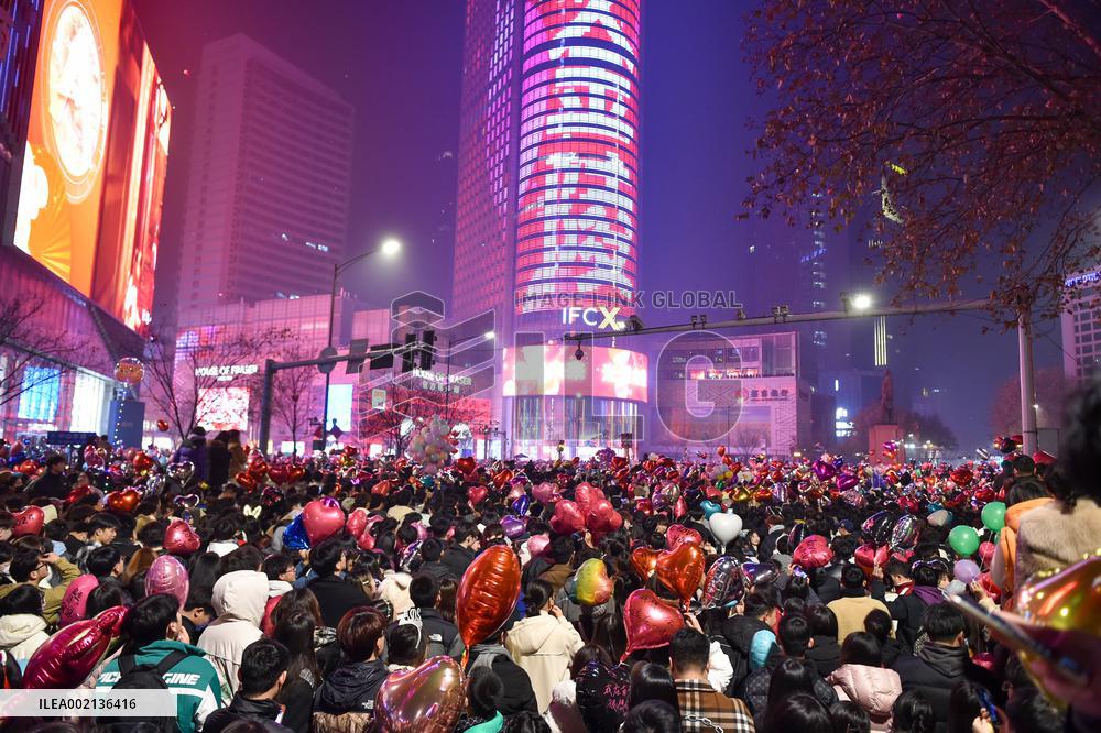 People Gather To Welcome The New Year in Nanjing