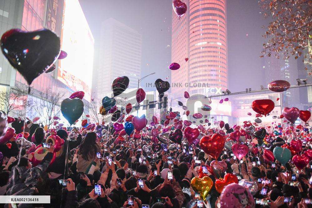 People Gather To Welcome The New Year in Nanjing