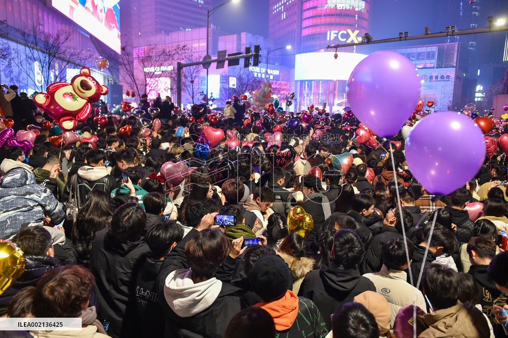 People Gather To Welcome The New Year in Nanjing