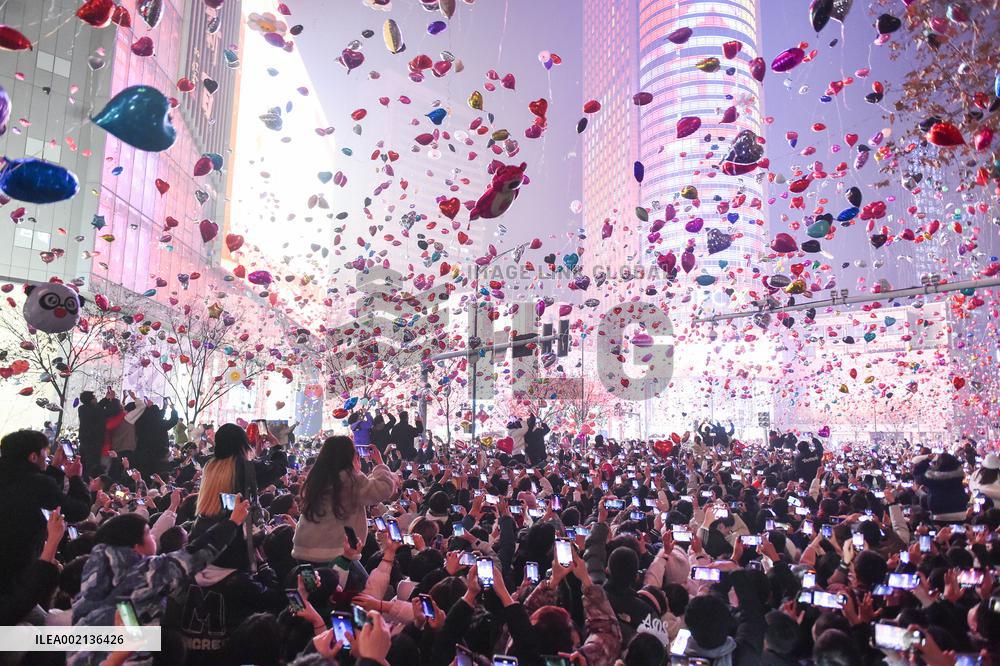 People Gather To Welcome The New Year in Nanjing
