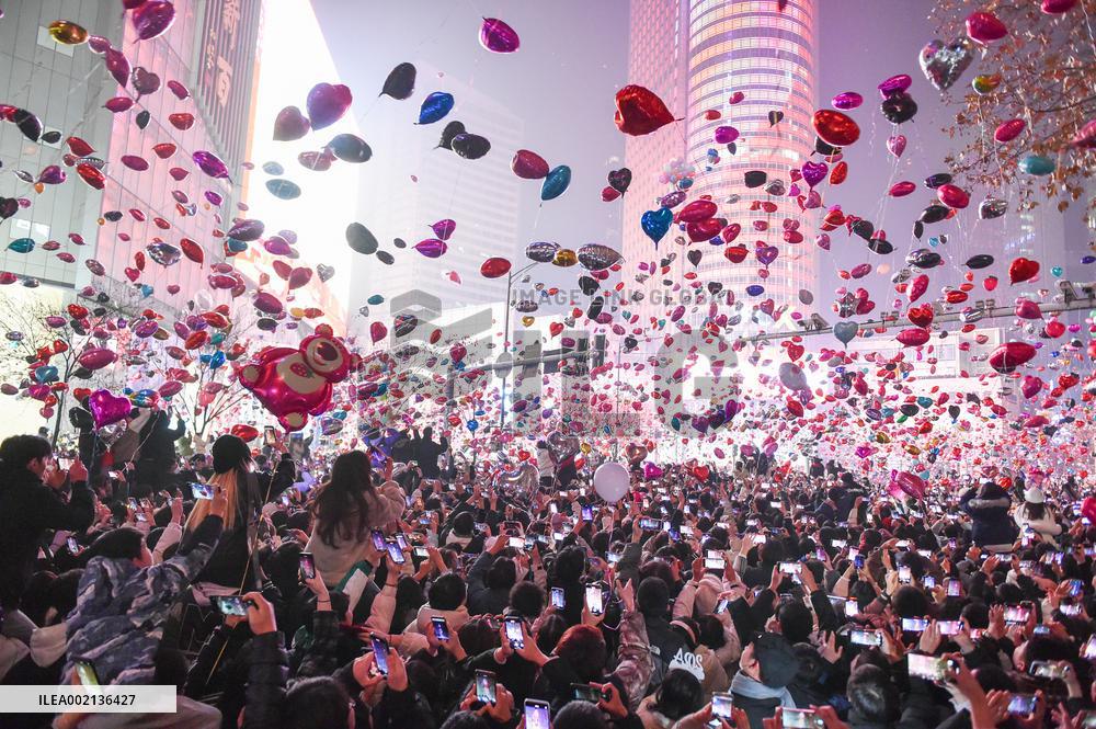 People Gather To Welcome The New Year in Nanjing