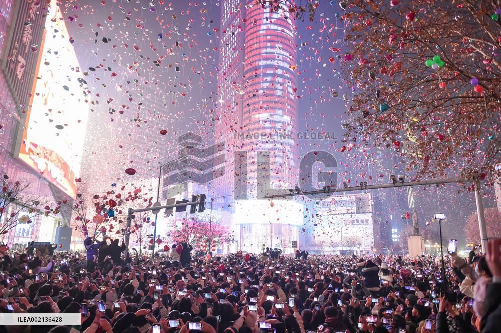People Gather To Welcome The New Year in Nanjing