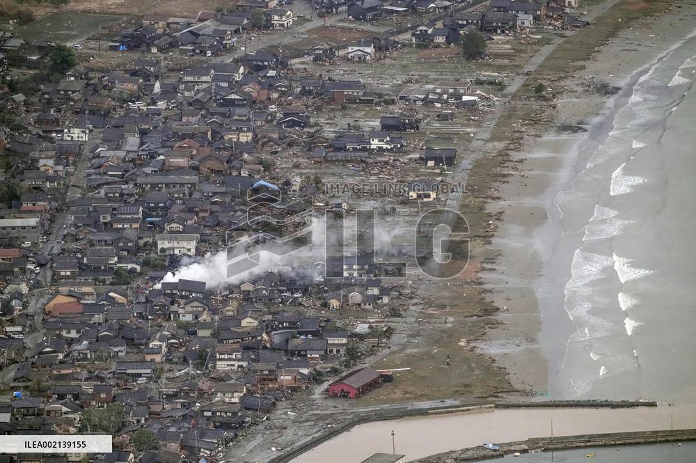 Aftermath of strong quake in central Japan