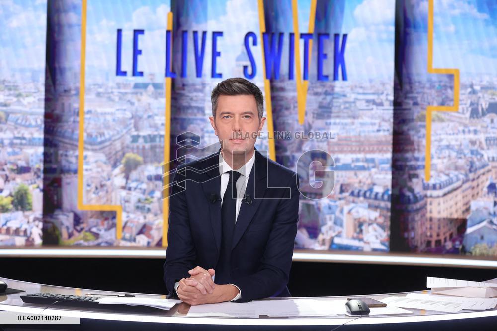 Maxime Switek Presents Le Live Switek On BFMTV Channel - Paris