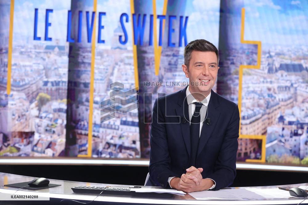 Maxime Switek Presents Le Live Switek On BFMTV Channel - Paris