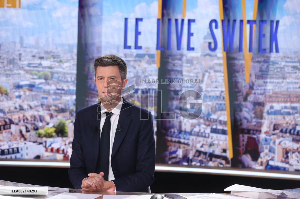 Maxime Switek Presents Le Live Switek On BFMTV Channel - Paris