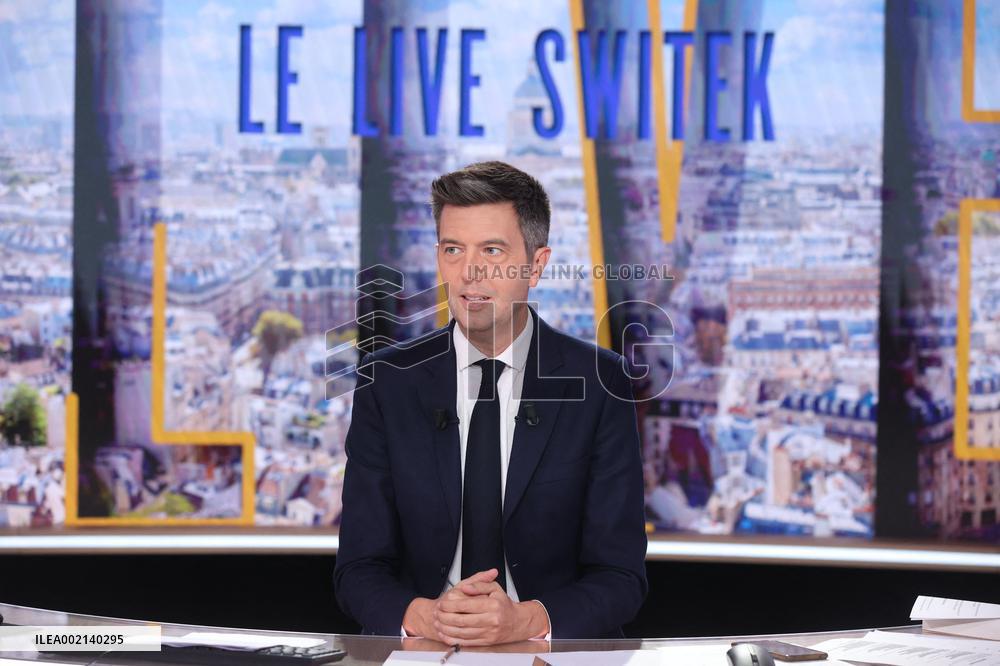 Maxime Switek Presents Le Live Switek On BFMTV Channel - Paris