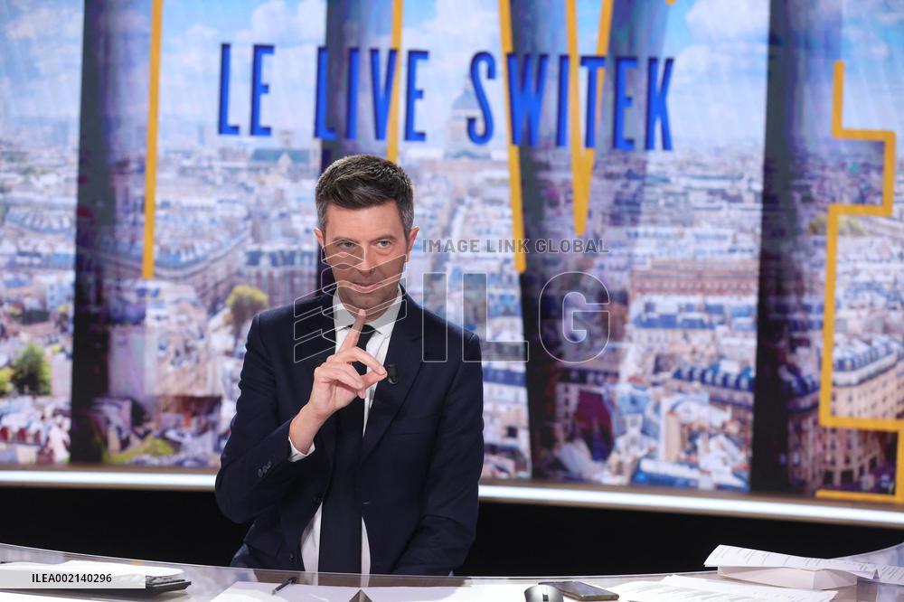 Maxime Switek Presents Le Live Switek On BFMTV Channel - Paris
