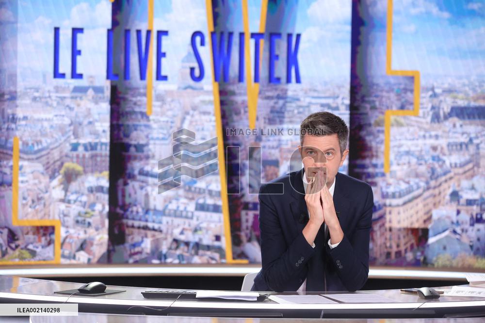 Maxime Switek Presents Le Live Switek On BFMTV Channel - Paris