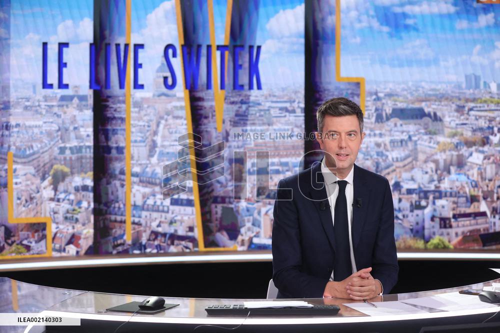 Maxime Switek Presents Le Live Switek On BFMTV Channel - Paris