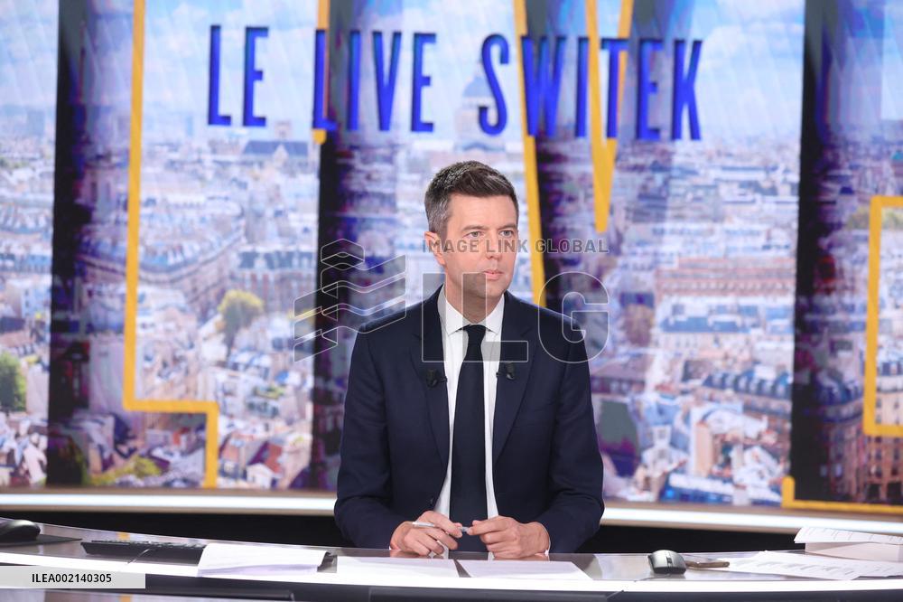 Maxime Switek Presents Le Live Switek On BFMTV Channel - Paris
