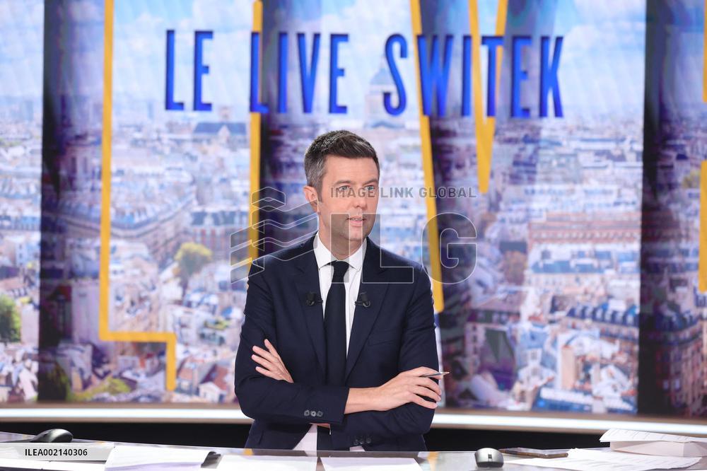 Maxime Switek Presents Le Live Switek On BFMTV Channel - Paris