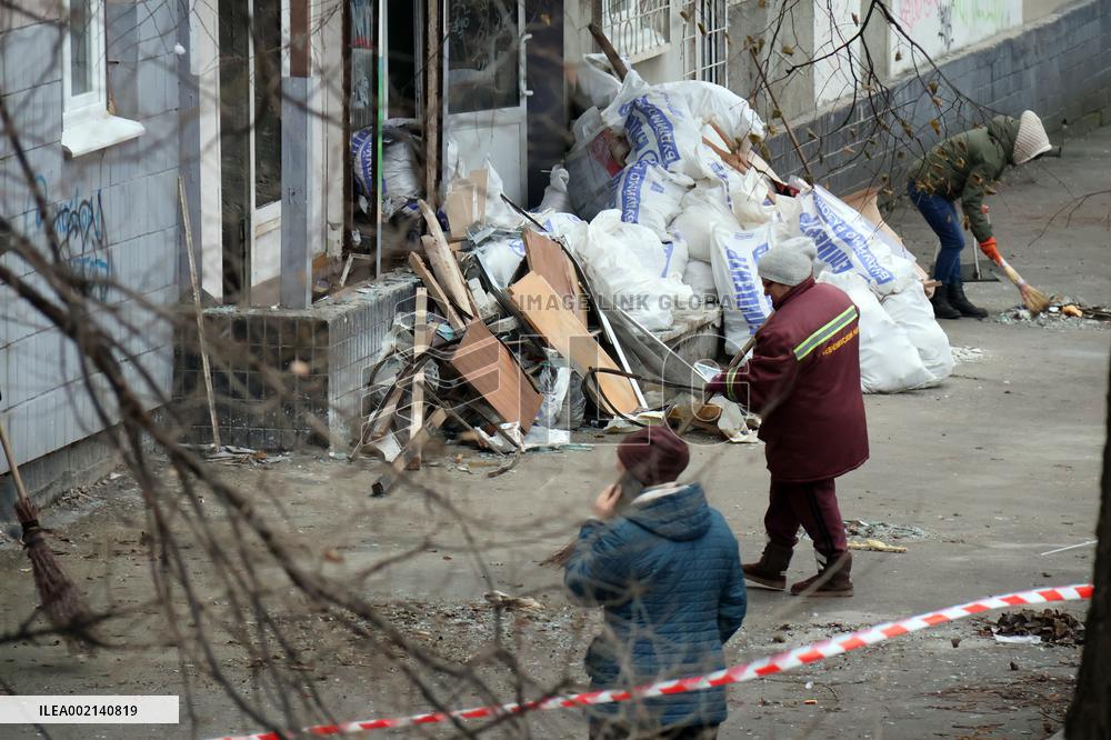 Consequences of Russian missile attack on Dorohozhychi in Kyiv