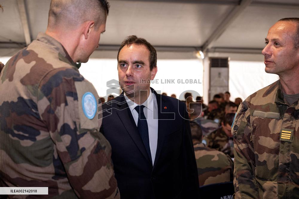 Sebastien Lecornu visits the UNIFL military base of Deir Kifa - Lebanon