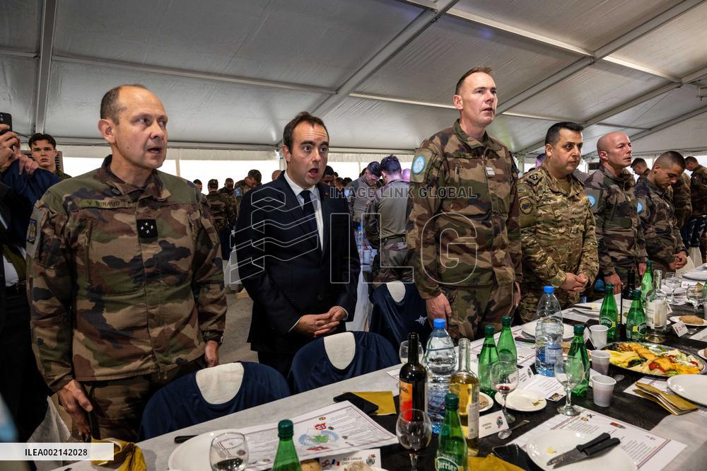 Sebastien Lecornu visits the UNIFL military base of Deir Kifa - Lebanon