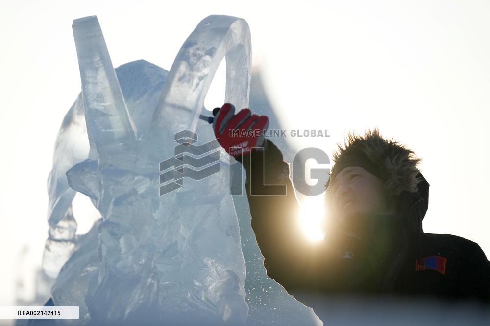 CHINA-HEILONGJIANG-HARBIN-ICE SCULPTURE COMPETITION (CN)