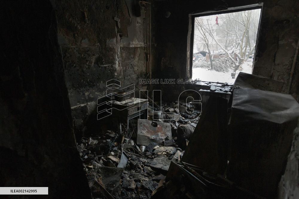 Aftermath of January 2 Russian missile attack in Kyiv