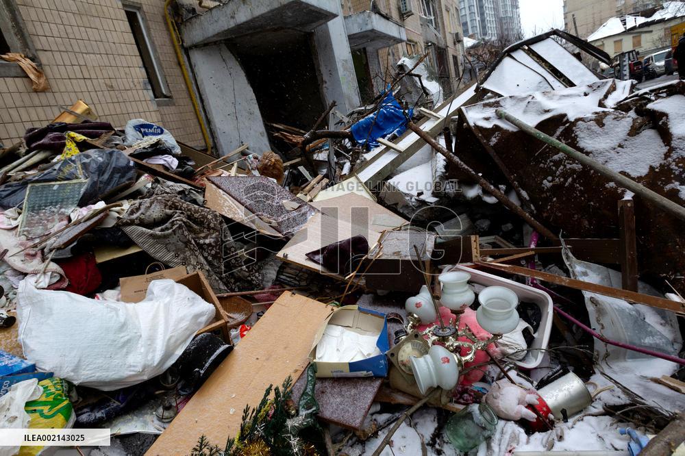 Aftermath of January 2 Russian missile attack in Kyiv
