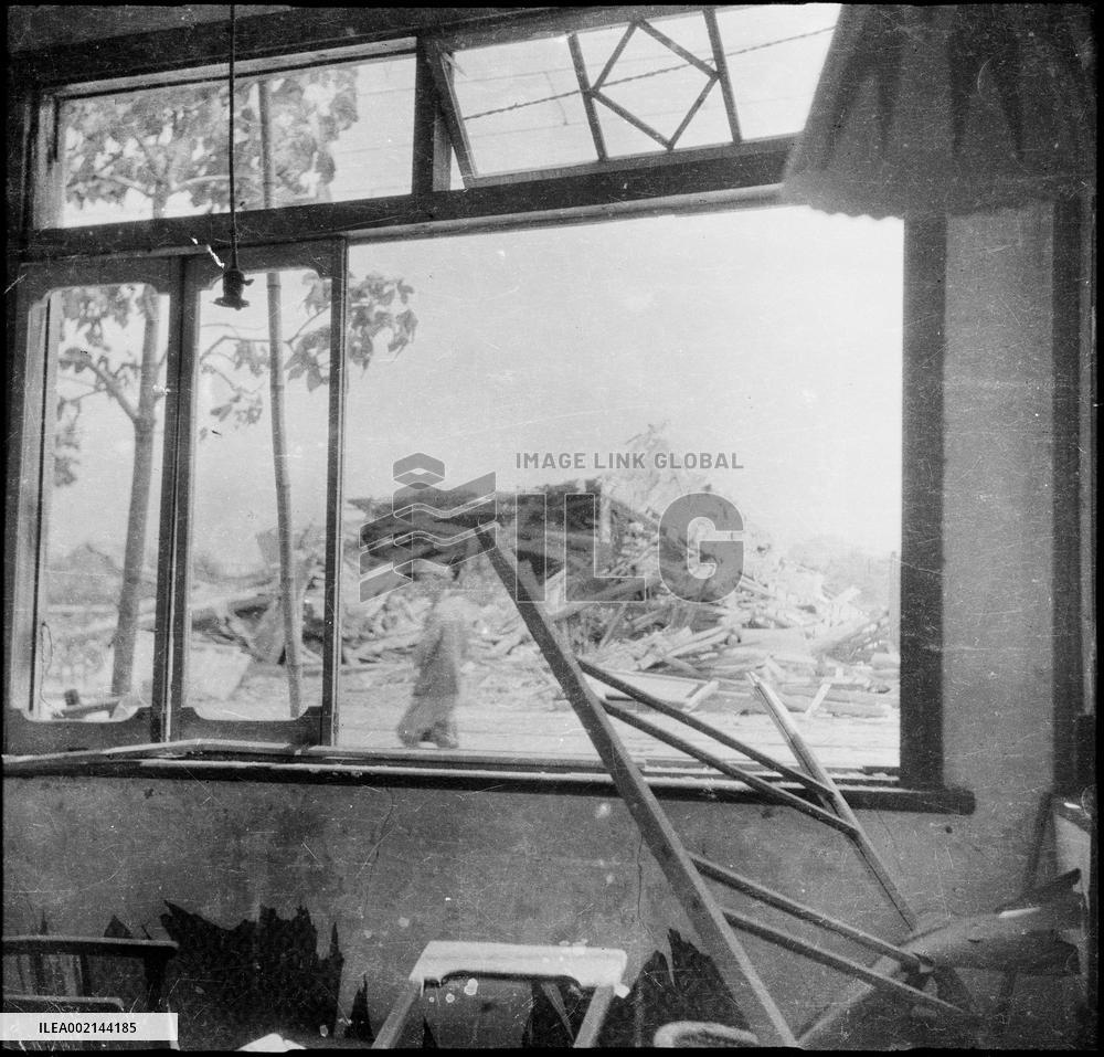 Collapsed Minami Branch of Nishi Fire Station