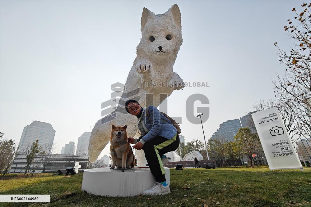 A Giant Arctic Fox Sculpture in Shangha
