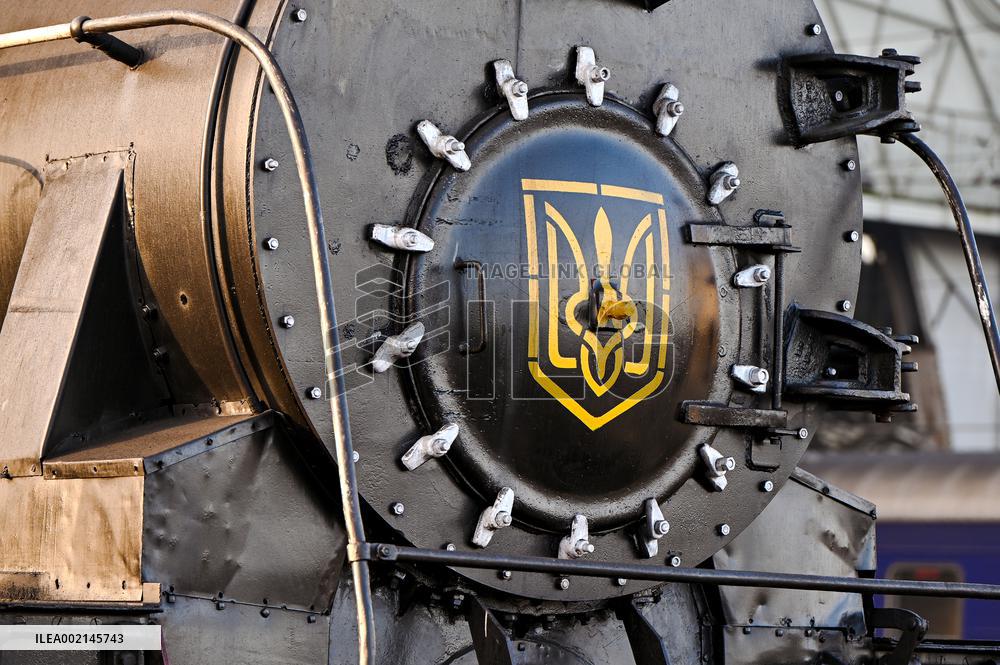 Christmas Express retro train in Lviv