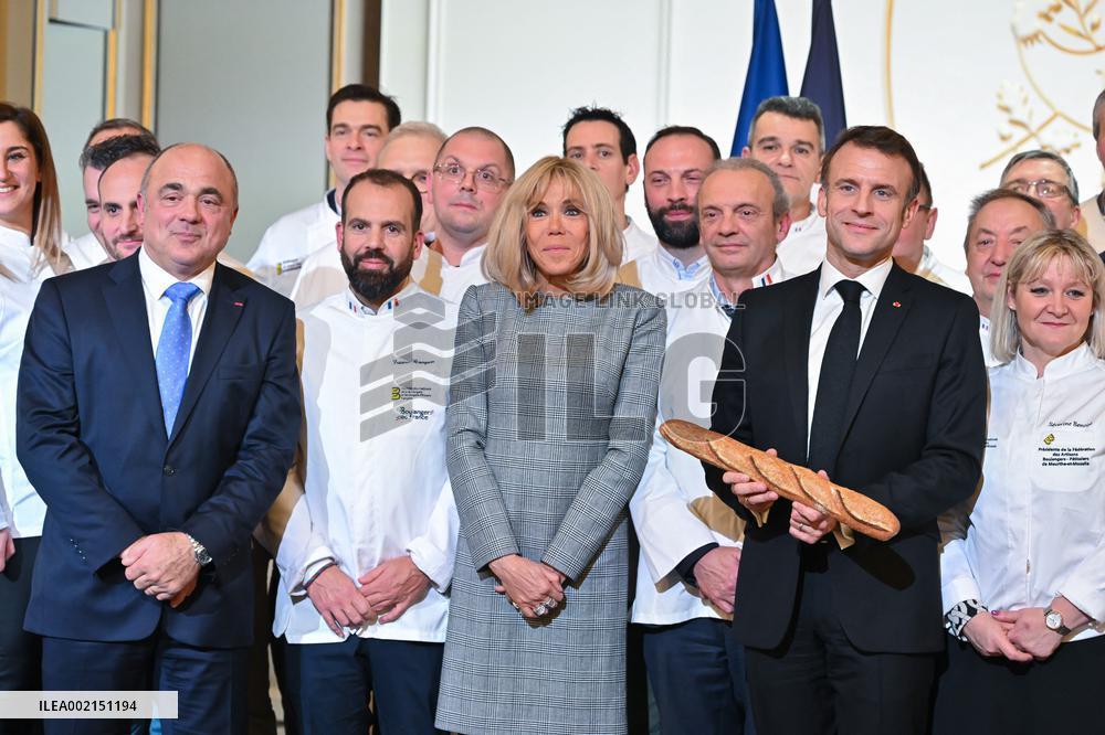President Macron At Traditional Epiphany Cake Ceremony - Paris