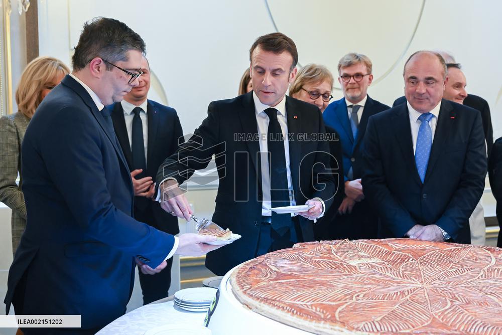 President Macron At Traditional Epiphany Cake Ceremony - Paris
