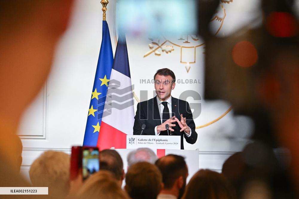 President Macron At Traditional Epiphany Cake Ceremony - Paris