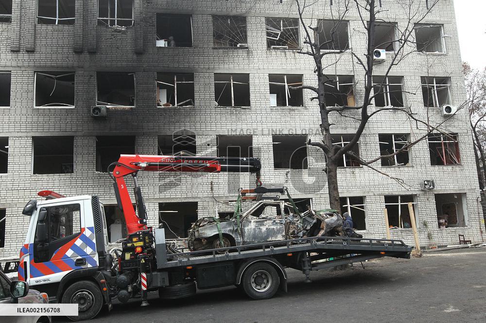 Consequences of Russian drone attack on Dnipro