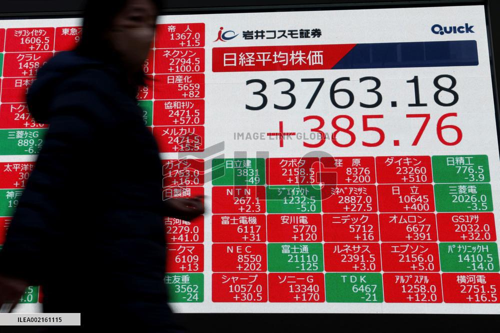 Nikkei ends at 34-year high