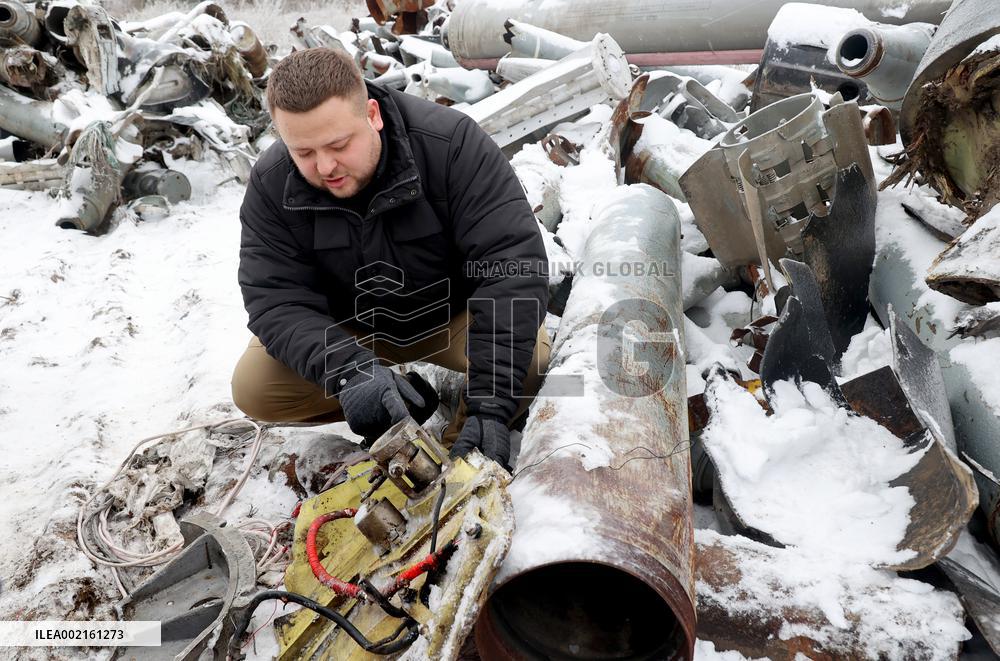 Wreckage of rocket used for shelling on January 2 demonstrated in Kharkiv