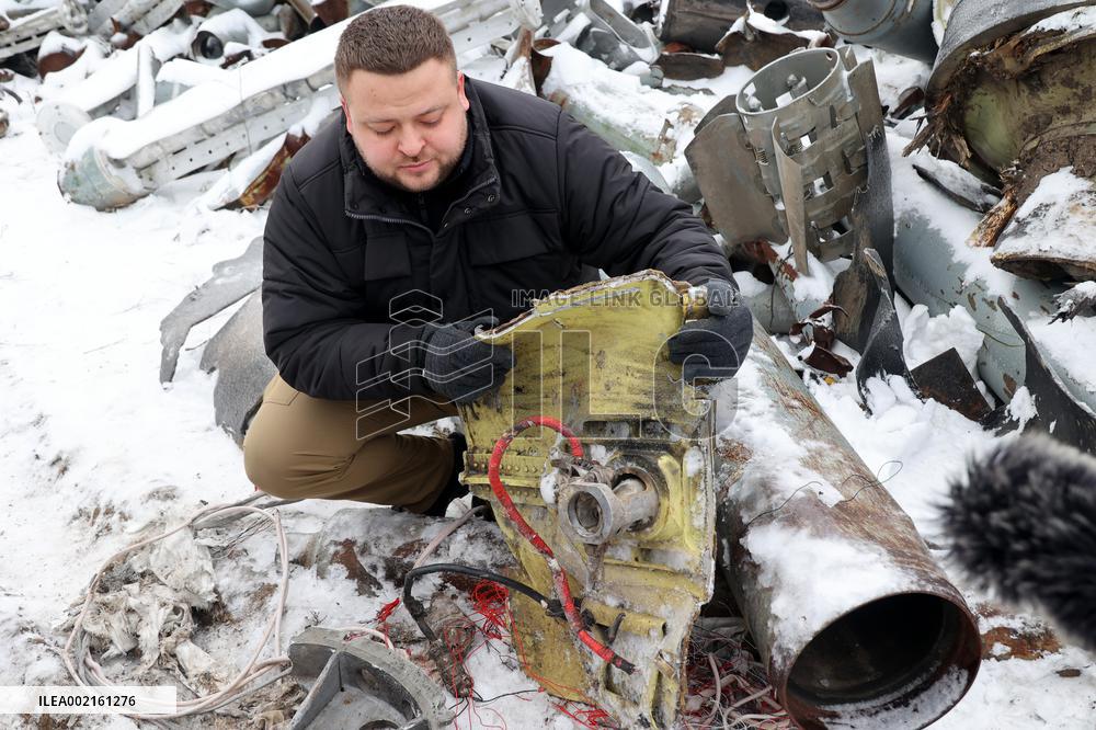 Wreckage of rocket used for shelling on January 2 demonstrated in Kharkiv