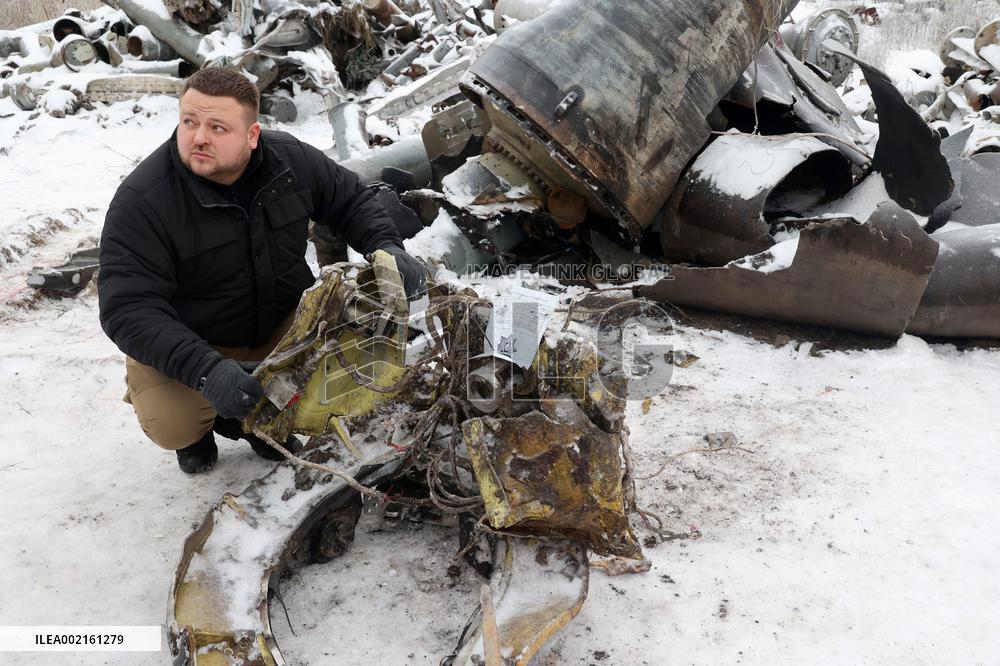 Wreckage of rocket used for shelling on January 2 demonstrated in Kharkiv
